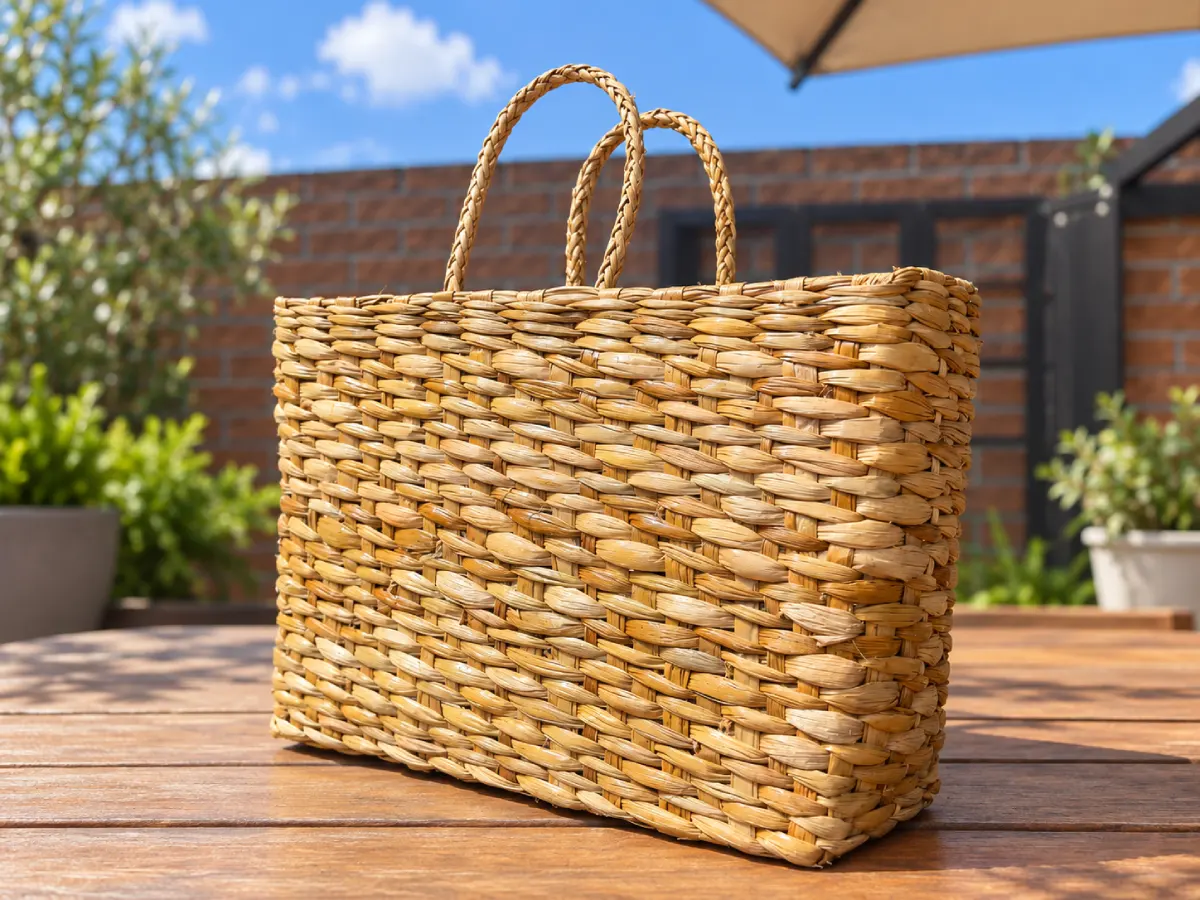 Bolsa de Palha Trançada Retangular